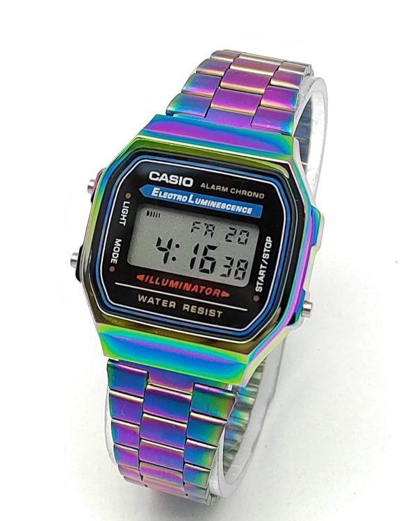 Reloj Digital Clásico — Acabado Arcoíris Espectacular ⌚