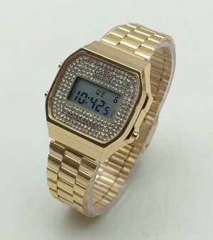 Reloj Digital Dorado con Brillos — Elegante y Llamativo ⌚